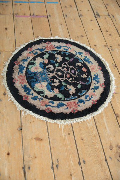 2.5x2.5 Vintage Nichols Art Deco Round Rug Mat