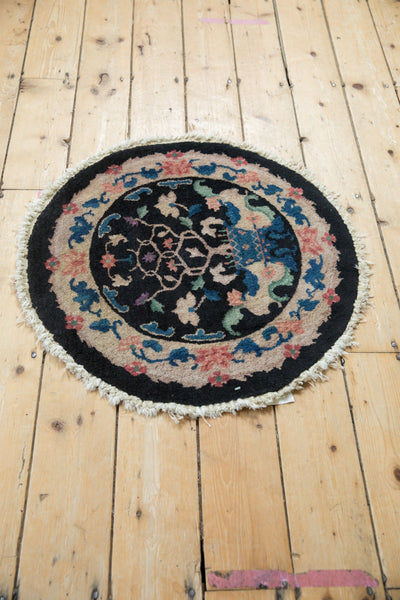 2.5x2.5 Vintage Nichols Art Deco Round Rug Mat