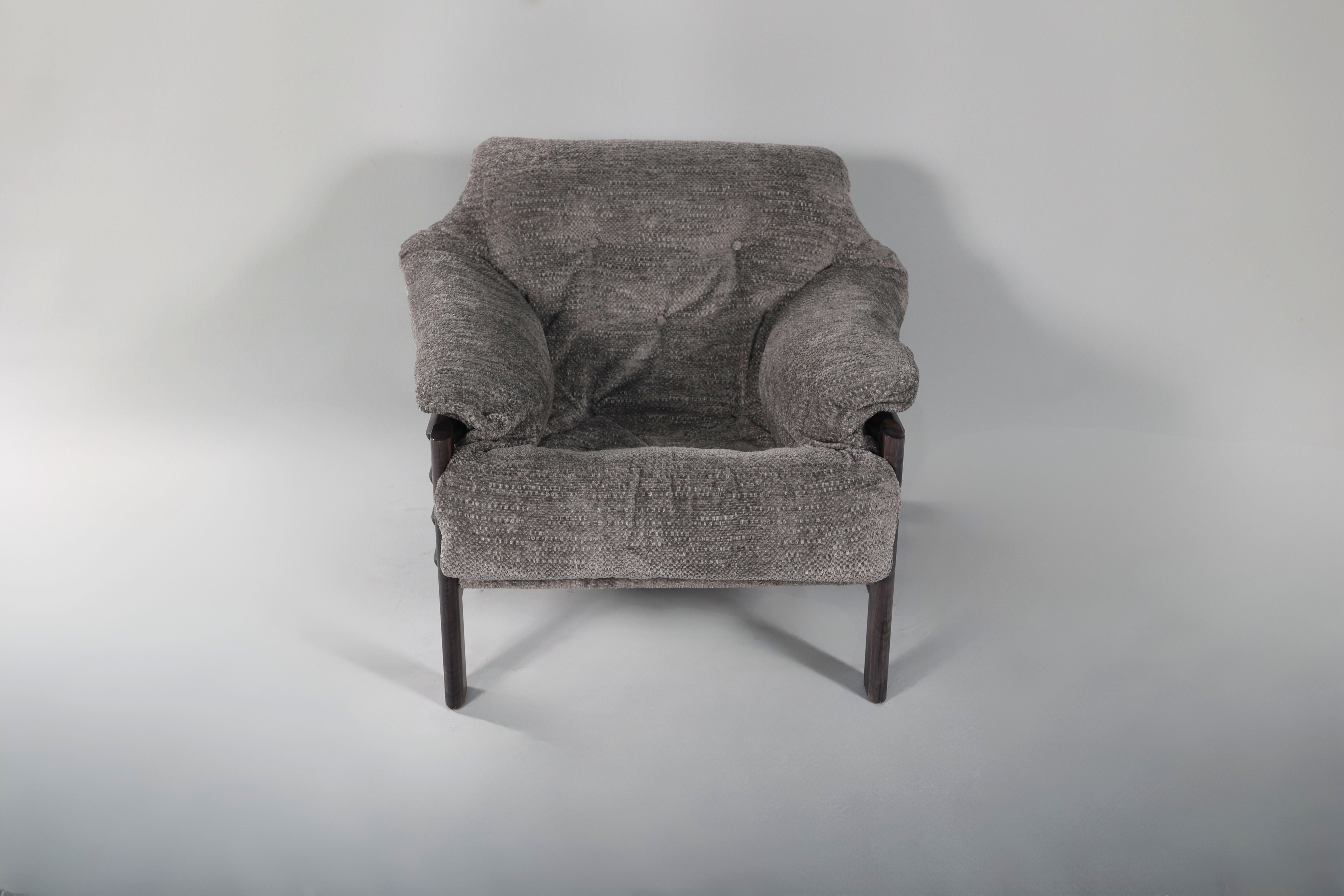 Chair & Ottoman – Oswalt Sterling with Tiger Maple Arms (Black) by Enrico Bartolini - product image 5 for Resin Society