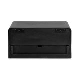 Black rectangular Kato Floating Side Table with rounded edges and a recessed lower panel, shown from the rear view against a white background.