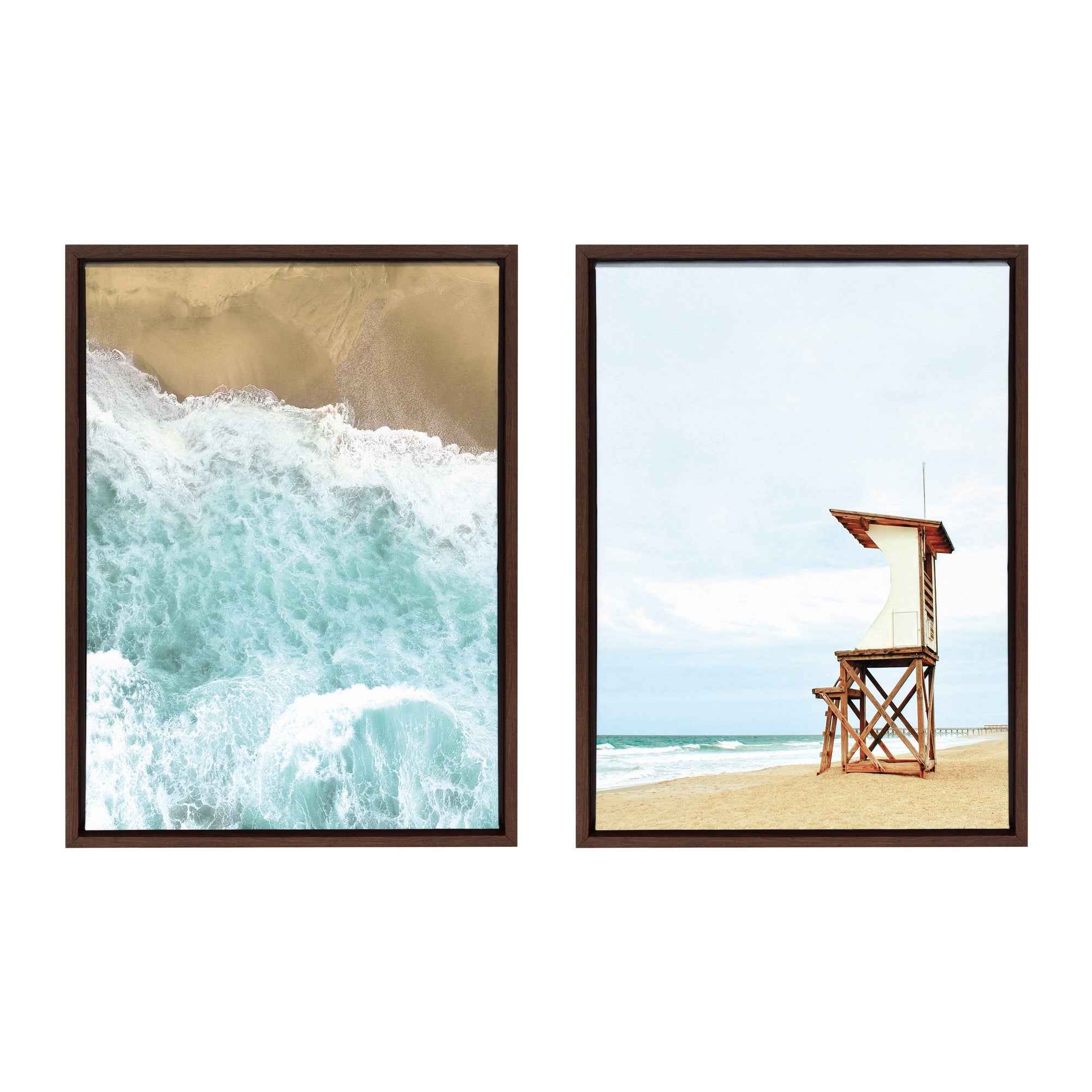 Sylvie Ocean Beach Framed Canvas Set by The Creative Bunch Studio by kateandlaurel - main product image for Resin Society
