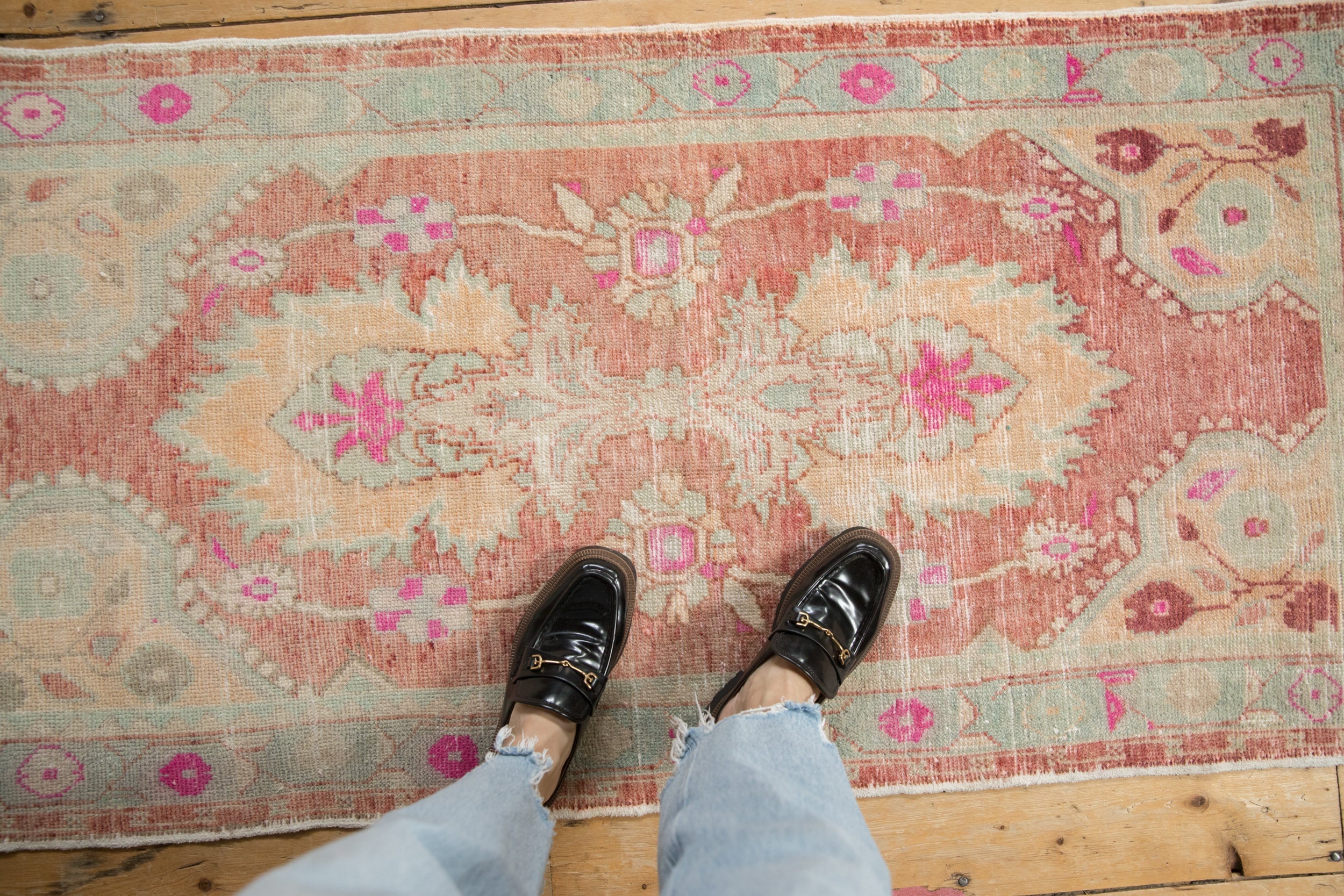 2.5x5.5 Vintage Distressed Oushak Rug Runner by Old New House® - product image 2 for Resin Society