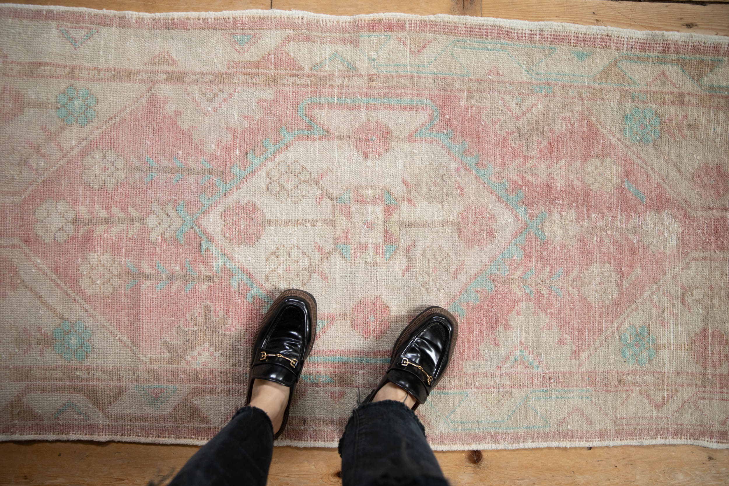 2.5x5.5 Vintage Distressed Oushak Rug Runner by Old New House® - product image 2 for Resin Society