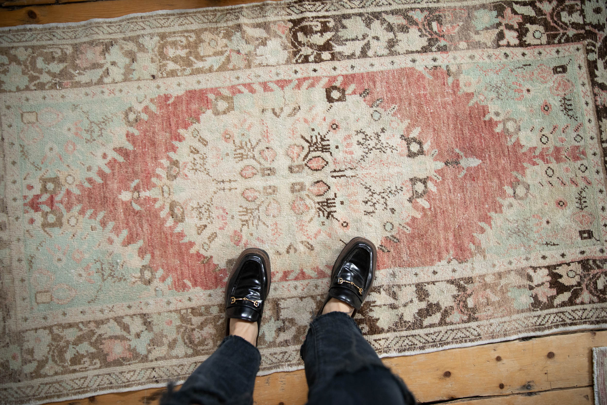 3x6.5 Vintage Distressed Oushak Rug Runner by Old New House® - product image 2 for Resin Society