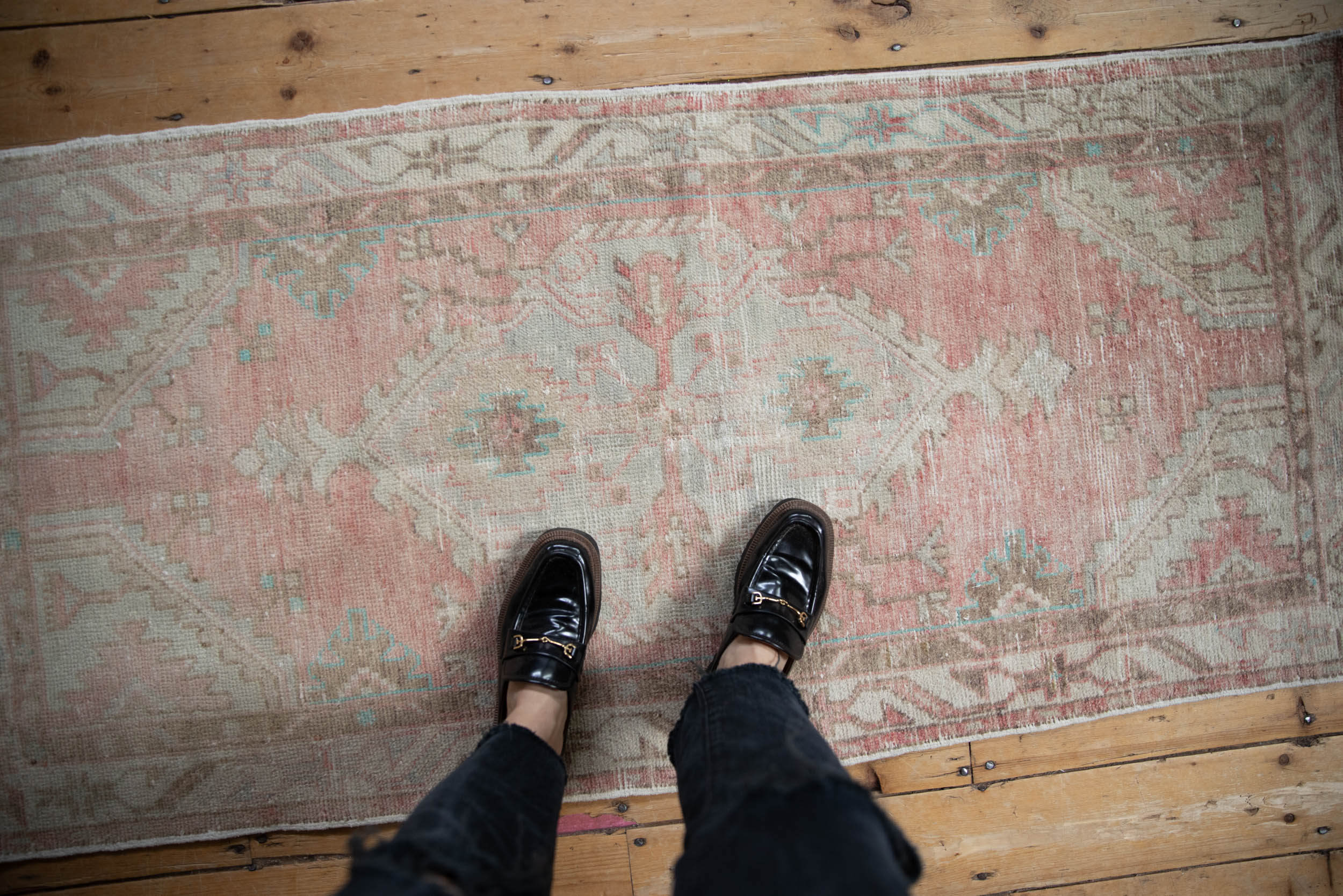 2.5x5.5 Vintage Distressed Oushak Rug Runner by Old New House® - product image 2 for Resin Society