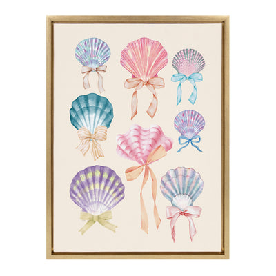 Sylvie Seashell Bows Framed Canvas by Honey Island Studio