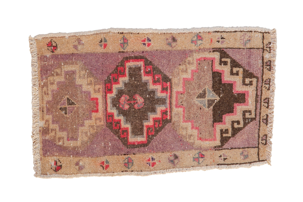 1.5x2.5 Vintage Distressed Kars Rug Mat showing triple center medallion and side floral borders in muted colors
