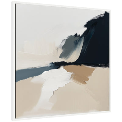 Framed Sylvie Coastal Sand Modern Abstract Landscape II canvas art showing abstract coastal landscape in soft neutral tones.