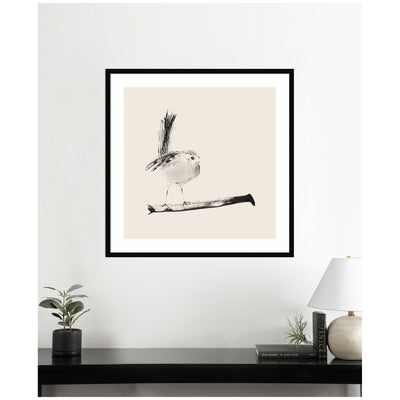 Sketched Bird On Branch by Danushka Abeygoda Framed Wall Art Print