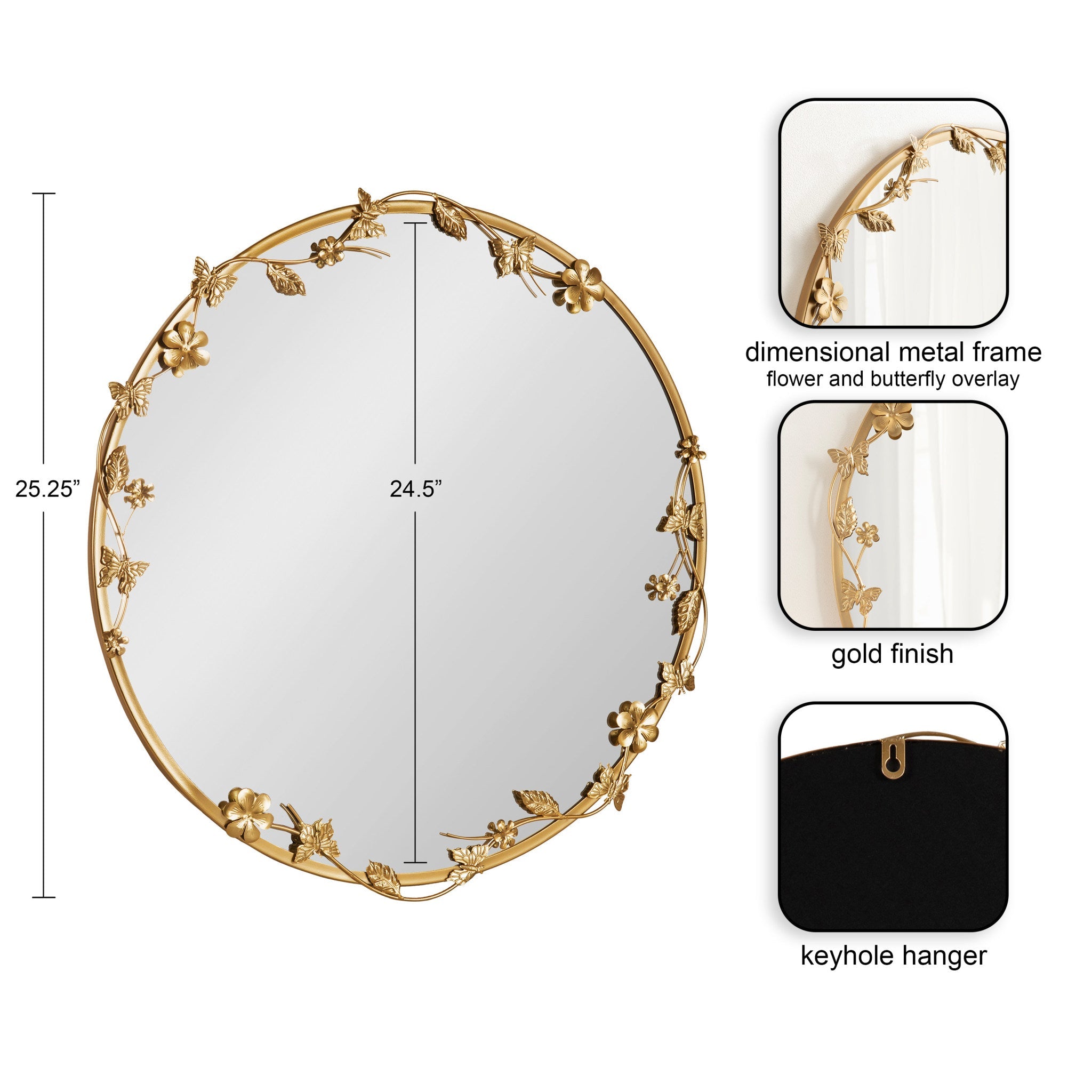Rosella Floral Wall Mirror Metal