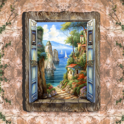 Seaside Town Window Wall Art by G. DeBrekht