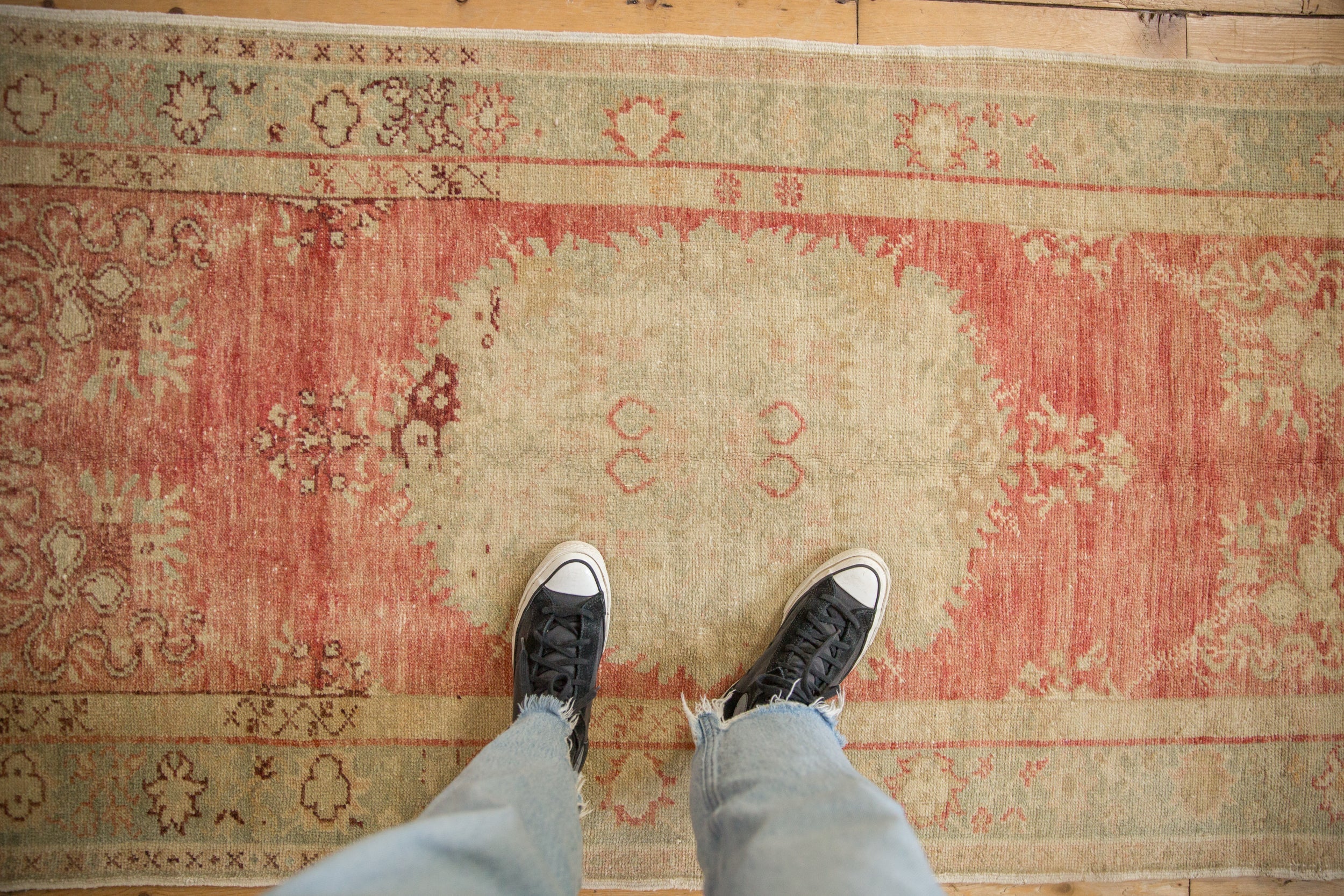3x6.5 Vintage Distressed Oushak Rug Runner by Old New House® - product image 2 for Resin Society