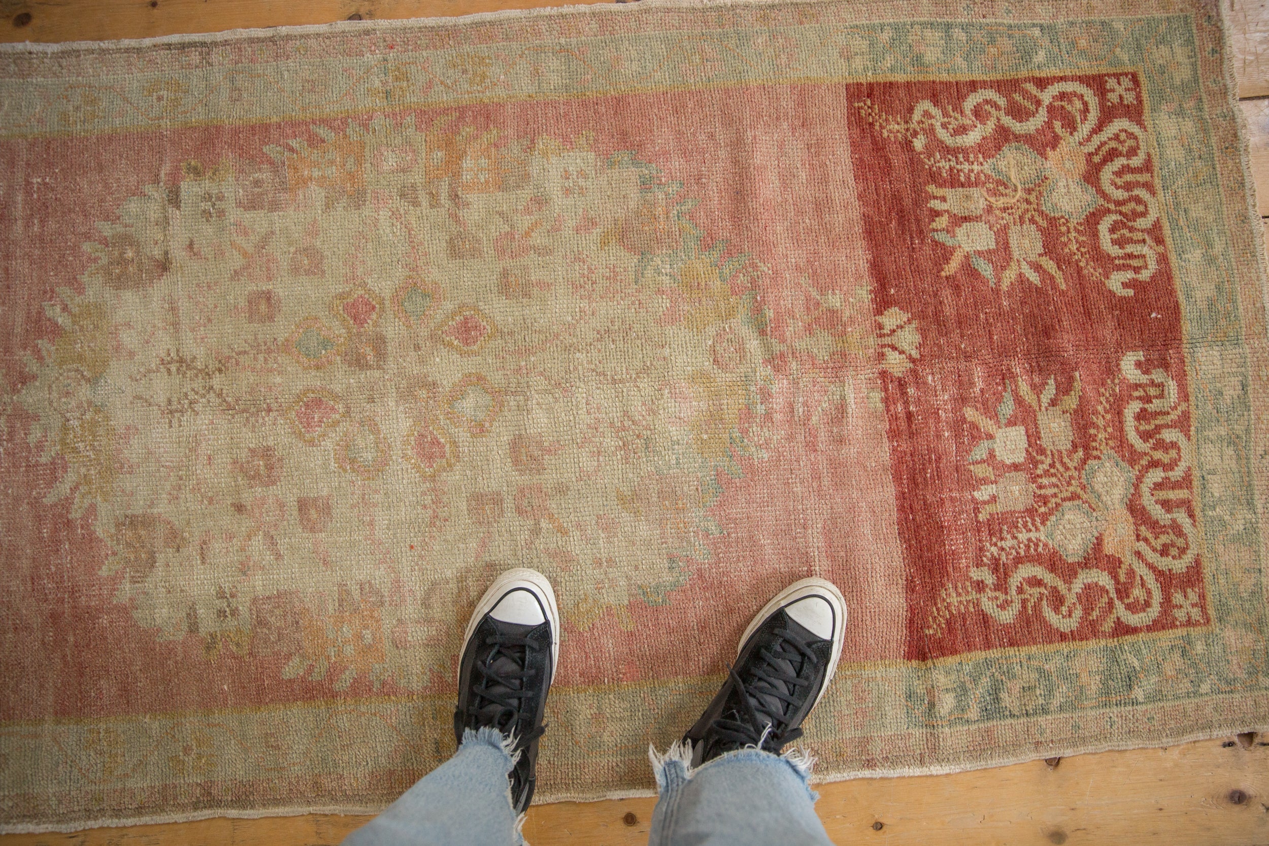 3x6.5 Vintage Distressed Oushak Rug Runner by Old New House® - product image 2 for Resin Society
