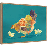 Mother Hen framed canvas wall art print by Lucia Gianello in Sylvie Beaded Rustic Natural frame