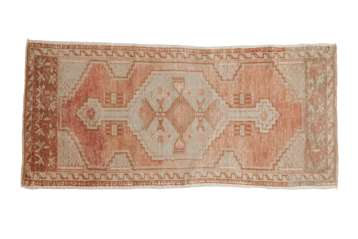 2x4 Vintage Distressed Oushak Rug Runner with hexagonal medallion and floral accents in sandalwood and silver tones