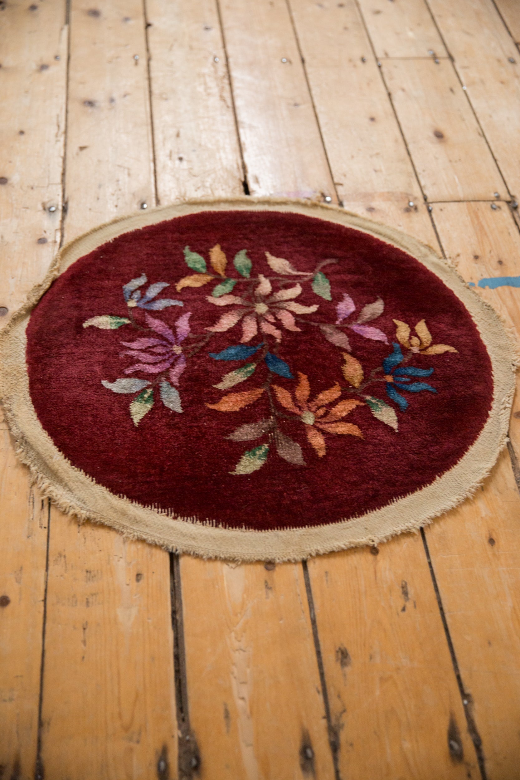 2x2 Vintage Art Deco Round Rug Mat