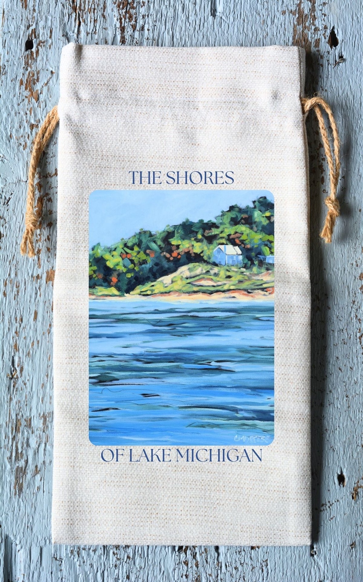 Wine Tote: The Shores of Lake Michigan by Dreese Fine Art - Resin Society