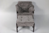 Chair & Ottoman – Oswalt Sterling with Tiger Maple Arms (Black) by Enrico Bartolini - product image 2 for Resin Society