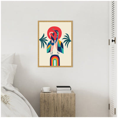 Sylvie Modern Vibrant Rainbow Geese Framed Canvas by Rachel Lee