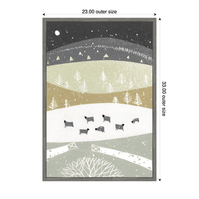 Sylvie Folk Dales Snow Linocut Framed Canvas by Giuliana Lazzerini