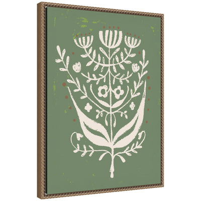 Bungalow Charm Green by Vicky Yorke Framed Canvas Wall Art Print with Sylvie Beaded Frame on white gallery wall