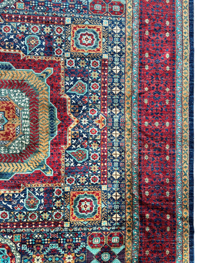 Hand-Knotted Mamluk Wool Rug – 8'4" x 9'9" – Intricate Geometric by Rugistan - product image 12 for Resin Society