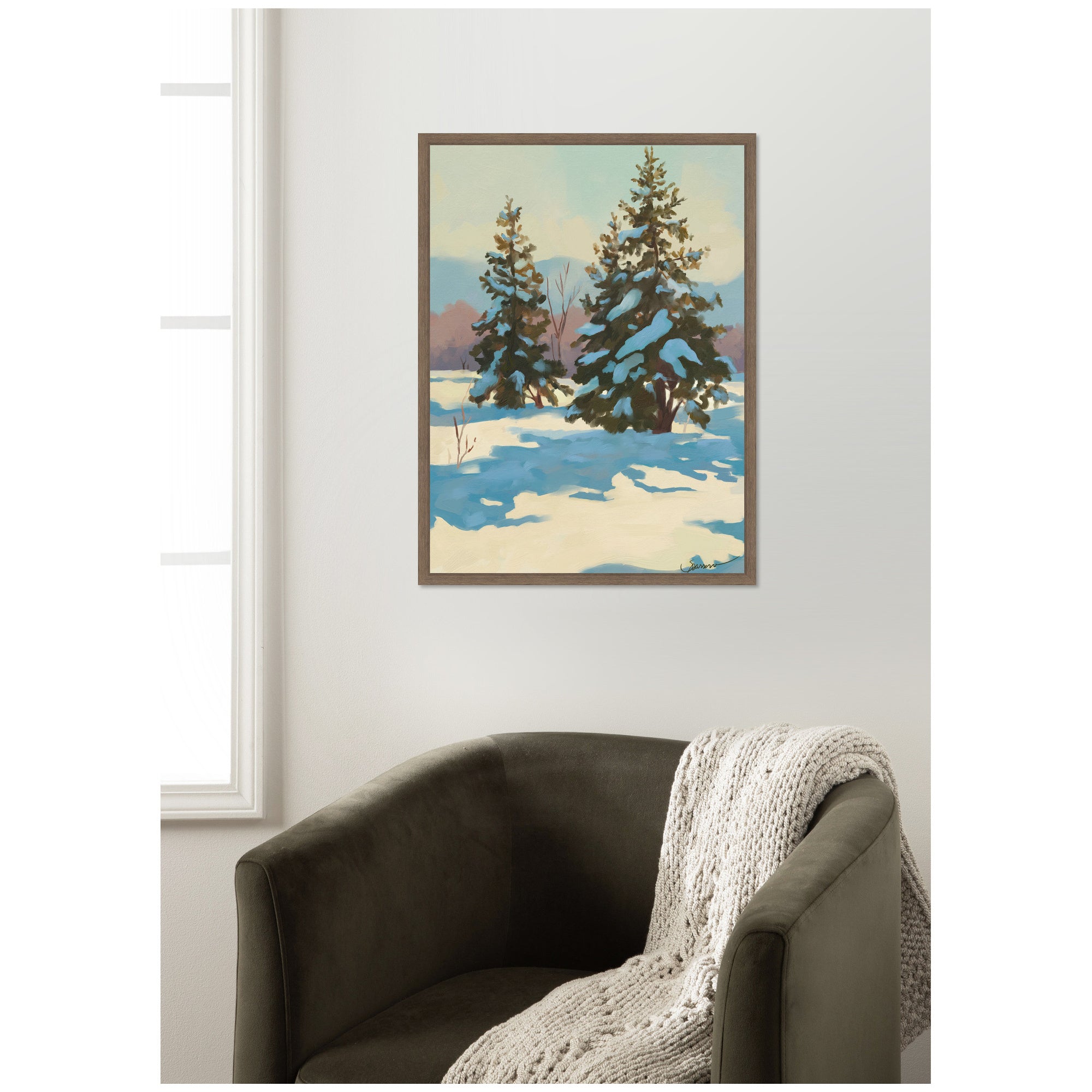 Morning Snow by Mary Sparrow Framed Canvas Wall Art Print