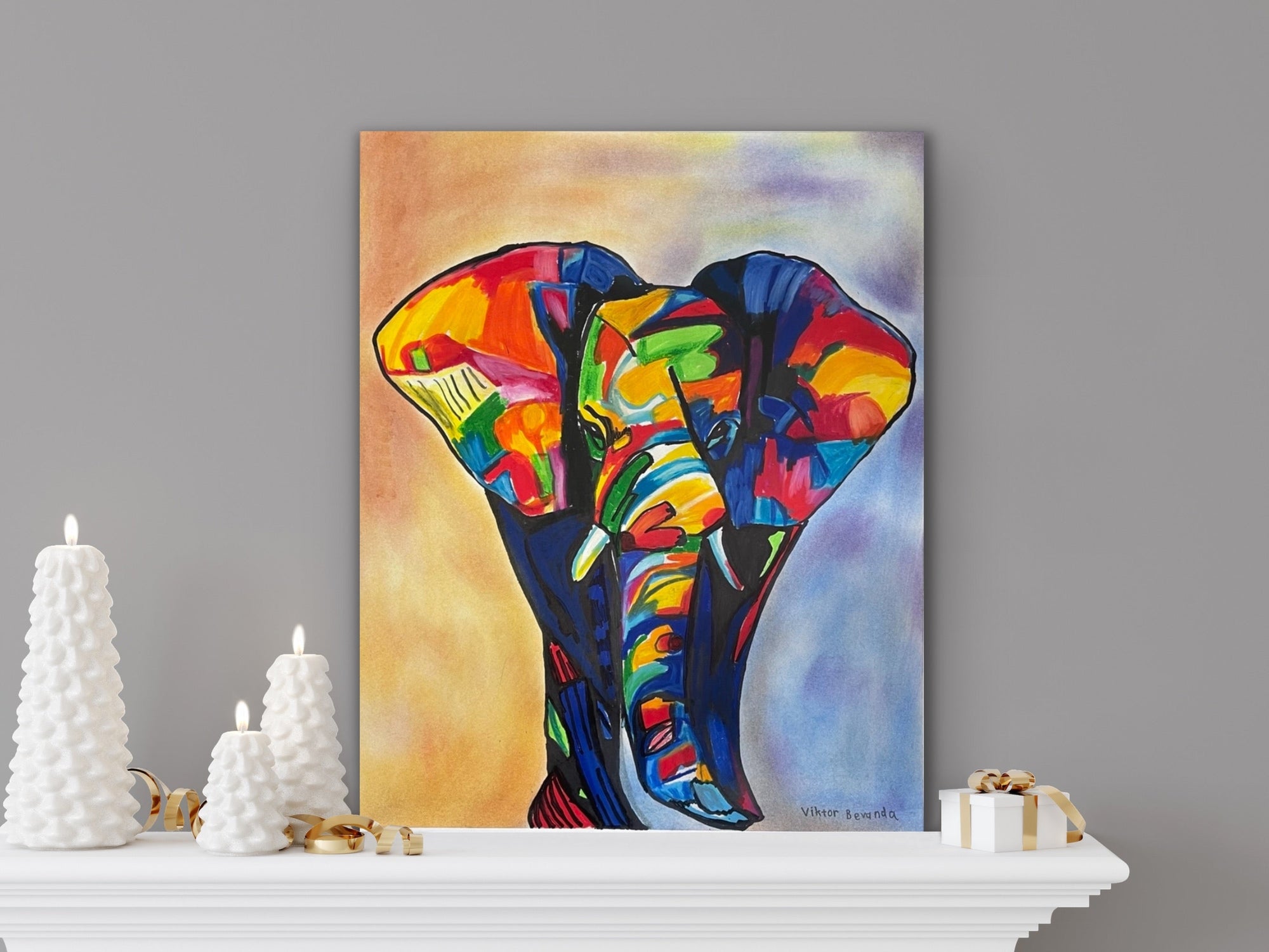 Elephant in a Vibrant Colors - Art Prints detail image - Resin Society
