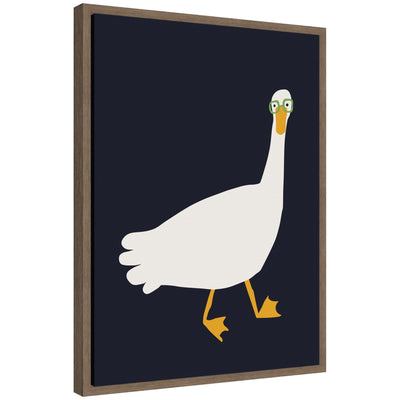 Sylvie Farm Duck framed canvas art by Hannah Beisang showing duck illustration in floating frame