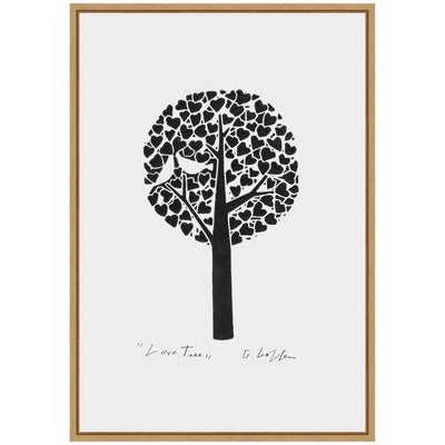 Sylvie Black and White Love Tree Linocut Framed Canvas by Giuliana Lazzerini