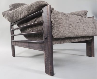 Chair & Ottoman – Oswalt Sterling with Tiger Maple Arms (Black) by Enrico Bartolini - product image 9 for Resin Society