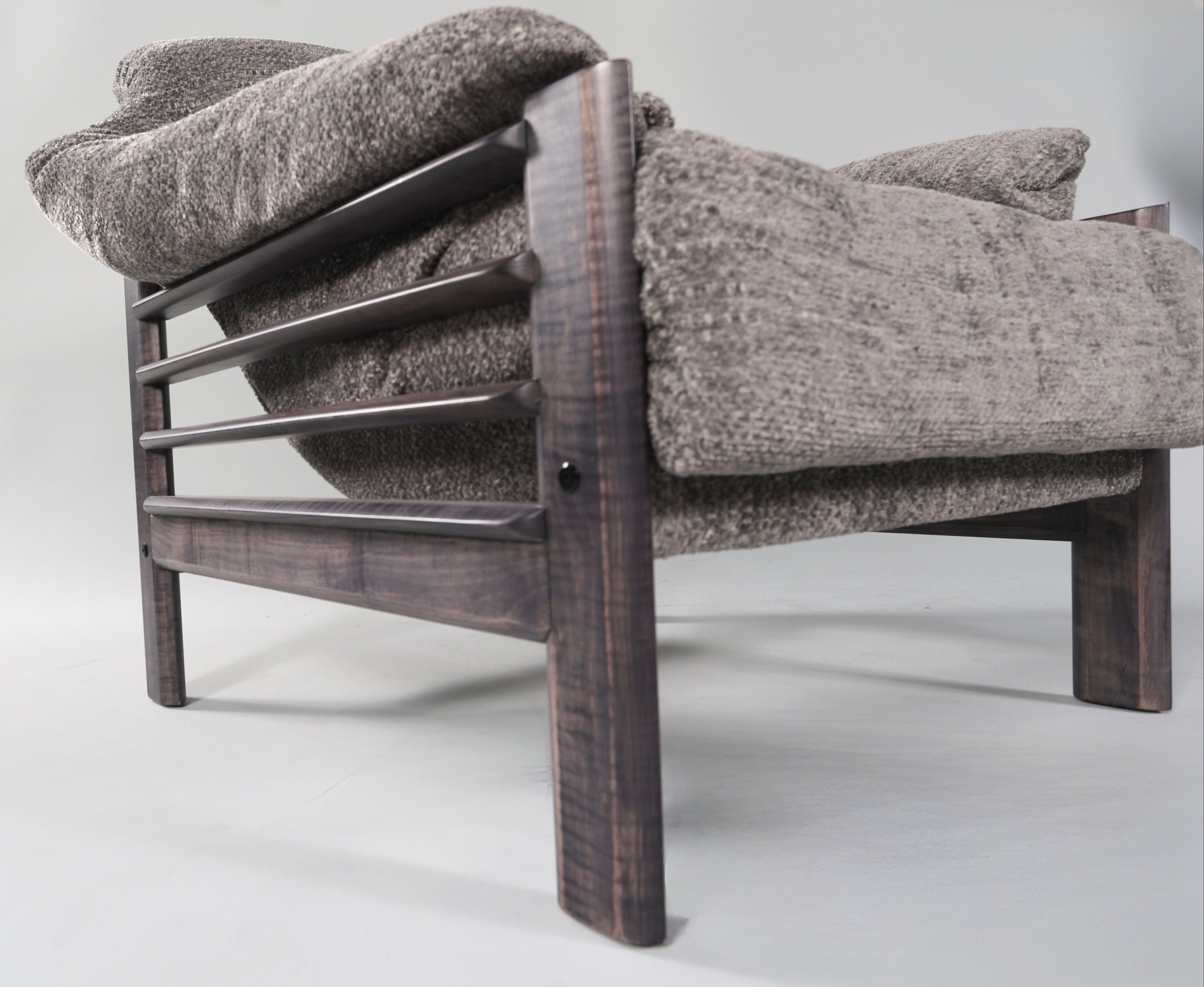 Chair & Ottoman – Oswalt Sterling with Tiger Maple Arms (Black) by Enrico Bartolini - product image 9 for Resin Society
