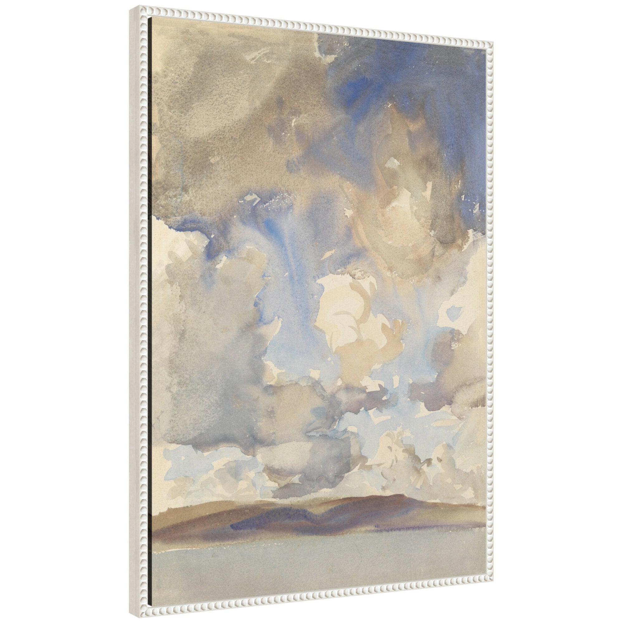 Framed Canvas Wall Art Print of Clouds 1897 by John Singer Sargent in Sylvie Beaded white frame