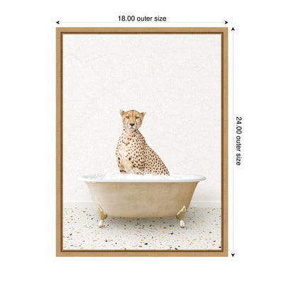 Sylvie Cheetah in Terrazzo Bathtub Framed Canvas by Amy Peterson
