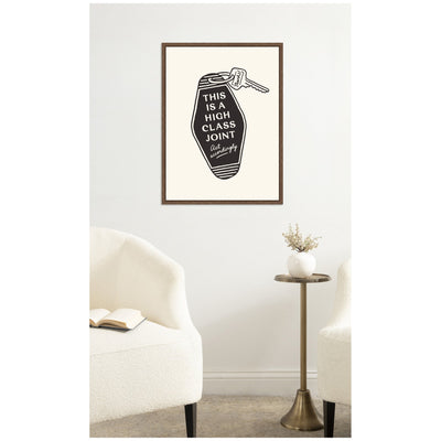 Retro Keychain This is a High Class Joint Black and White by Lucky Guava Framed Canvas Wall Art Print