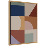 Modern Bohemian Pattern 1 framed canvas wall art with abstract bohemian shapes and earth tones in Sylvie frame