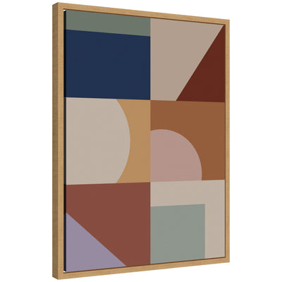 Modern Bohemian Pattern 1 framed canvas wall art with abstract bohemian shapes and earth tones in Sylvie frame