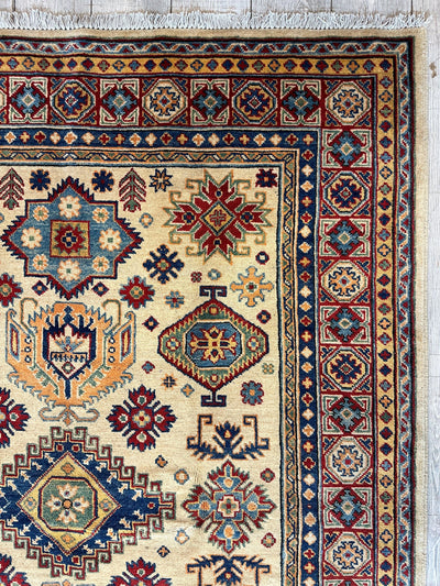 Fine Hand Knotted Afghani Super Kazak Rug 5 x 7 by Rugistan - product image 9 for Resin Society