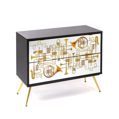 Chest of Two Drawers Trumpets detail image - Resin Society