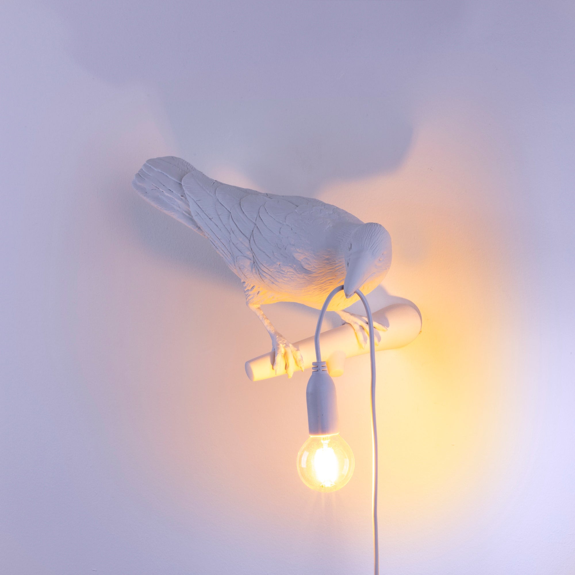 Bird Lamp White Looking Right detail image - Resin Society