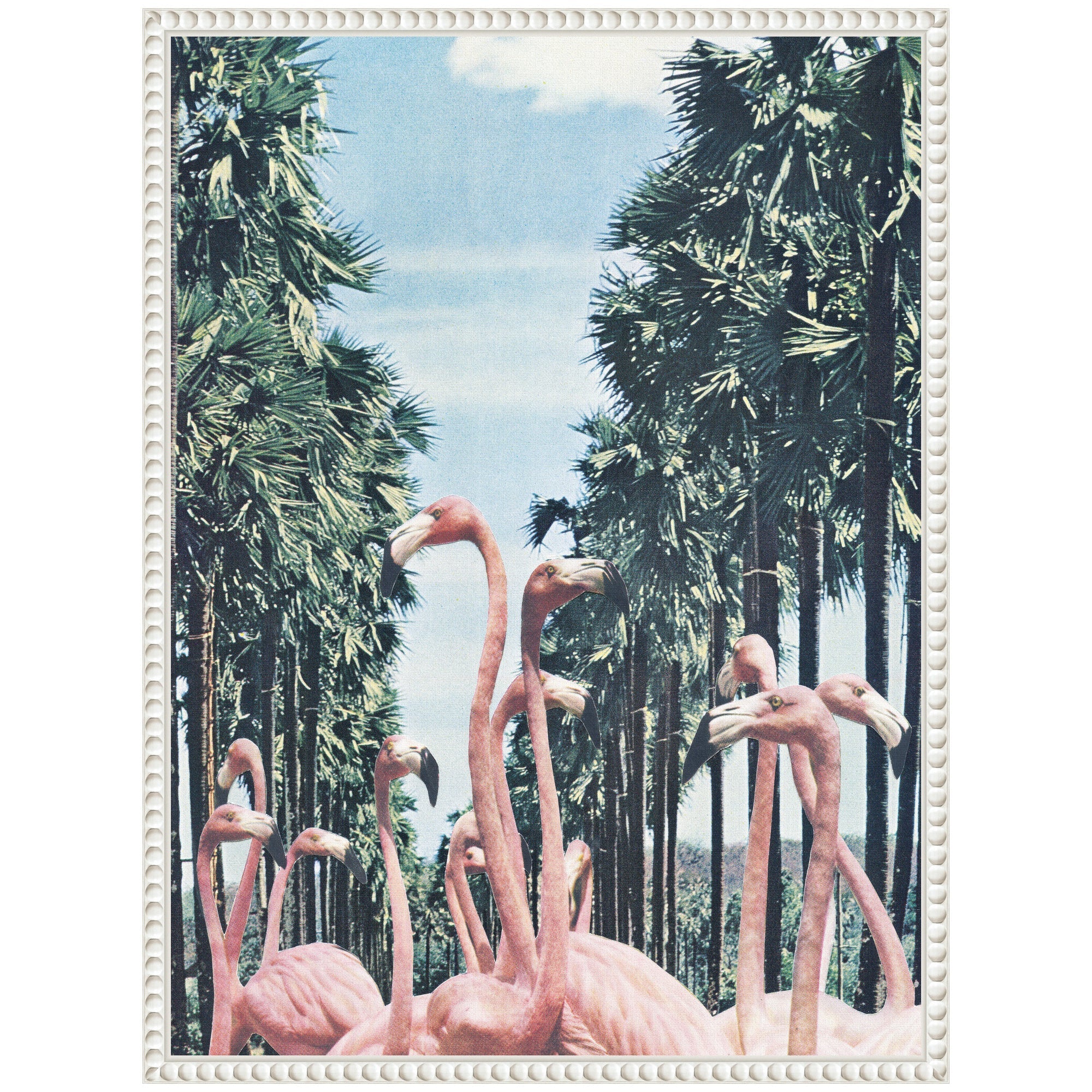 Sylvie Palm Trees and Flamingos Framed Canvas by Sarah Eisenlohr