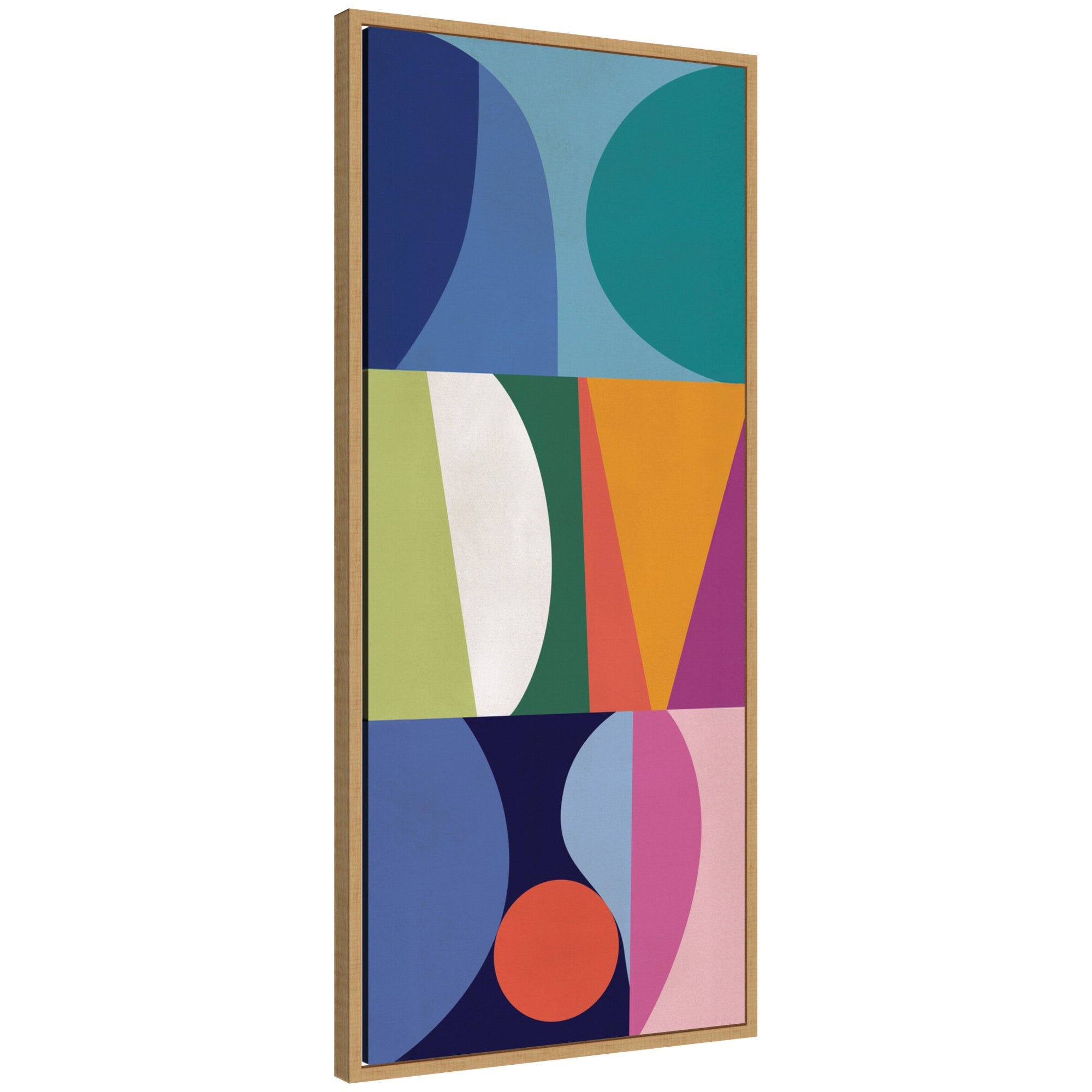 Abstract 02 Panel 2 framed canvas wall art print by Rachel Lee, shown in Sylvie frame with abstract shapes in soft neutral tones.