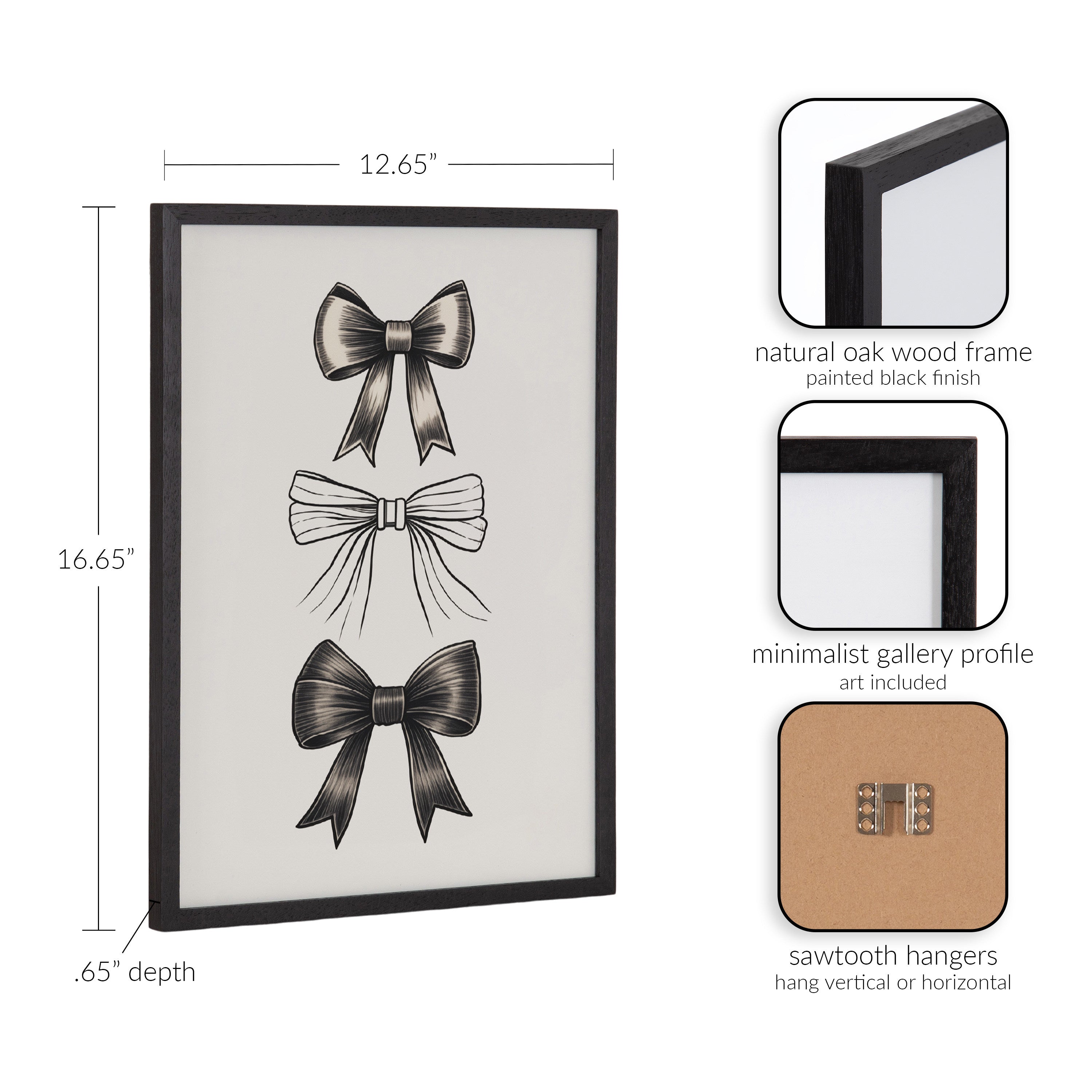 Gallery Coquette Preppy Retro Girly Black Bows Print by kateandlaurel - product image 10 for Resin Society
