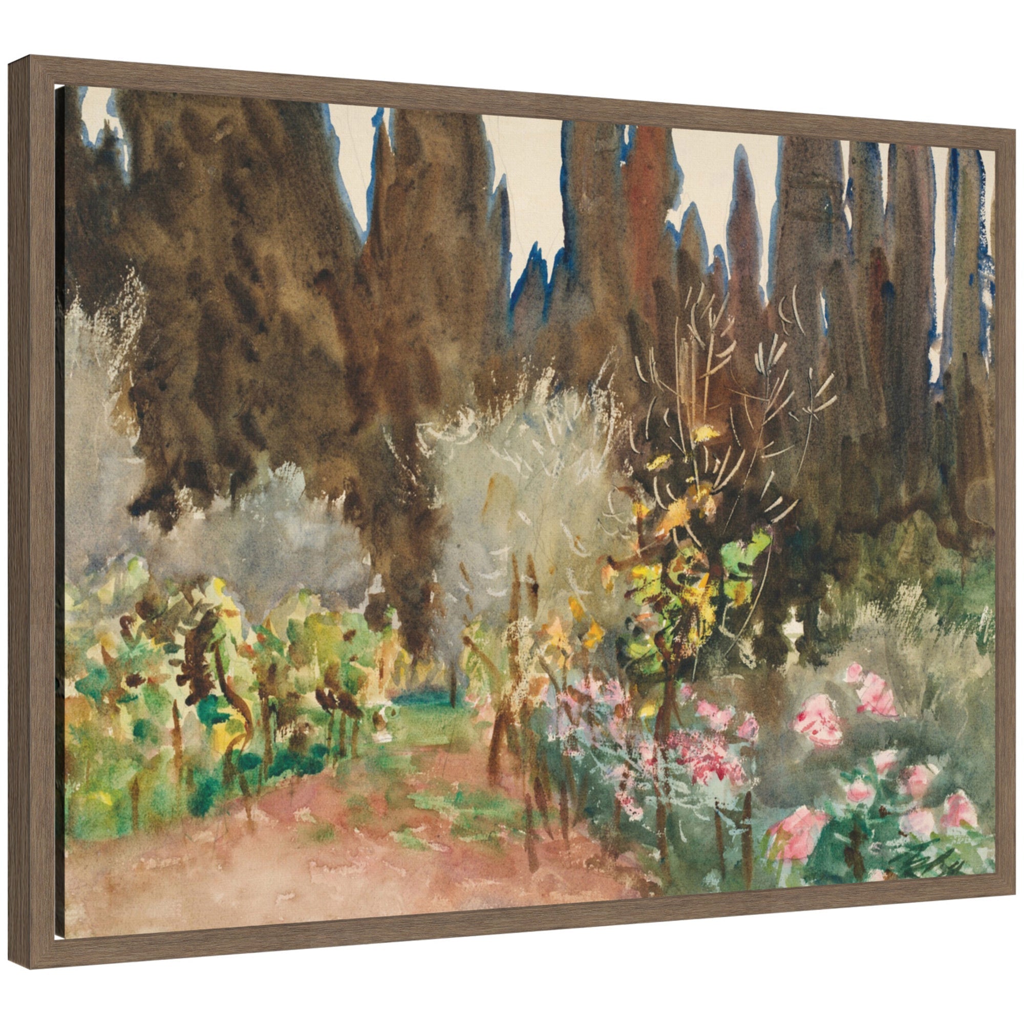 Gardens at Florence circa 1910 John Singer Sargent by Nostalgia Prints Framed Canvas Wall Art Print