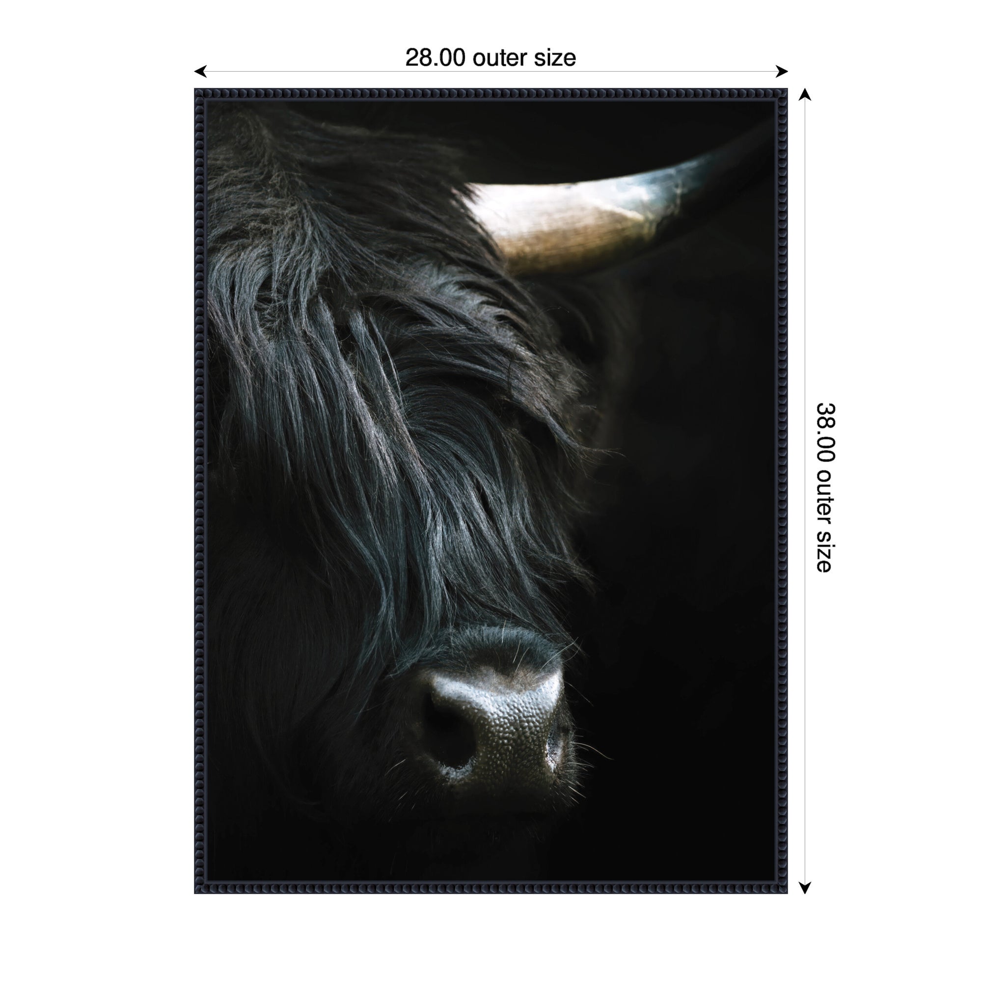 Minimalist Black Highland Cow Closeby Michael Schauer Framed Canvas Wall Art Print