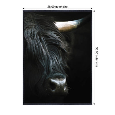 Minimalist Black Highland Cow Closeby Michael Schauer Framed Canvas Wall Art Print