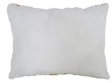 Rectangular outdoor pillow in plain white fabric with a slightly textured surface and visible seams along the edges.