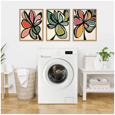 Sylvie Midnight Floral 1, 2 and 3 Framed Canvas Art Set by Alicia Bock