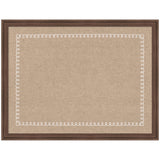 Rectangular cork pinboard framed in dark wood with a white scalloped edge design around the inner cork surface.