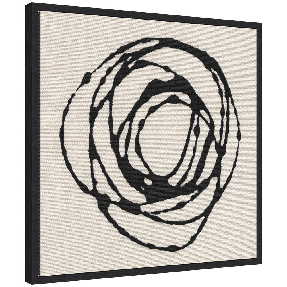Sylvie Flowing Circle Abstract Framed Canvas in black frame